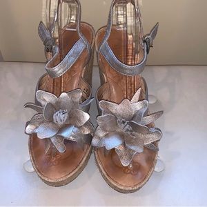BORN Wedge Sandals silver FREE SHIPPING